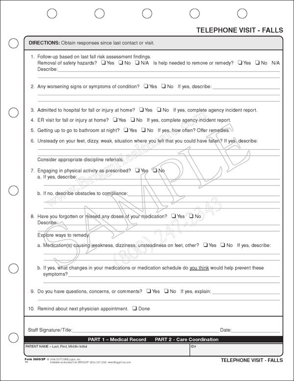 Telephone Visit Form Falls CLOSEOUT ITEM